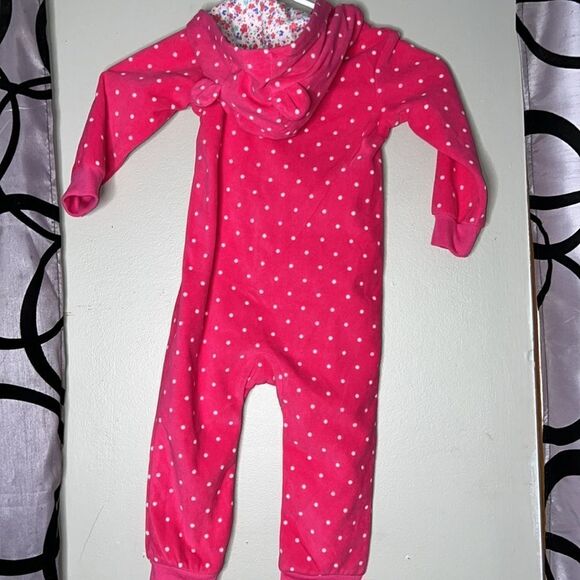 Carter's Toddler 24 month Pink Footless Hooded Fleece Zip One Piece. - Picture 6 of 9